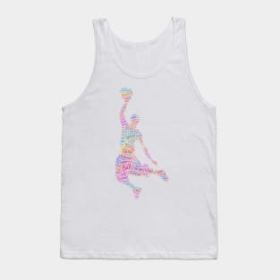 Basket Ball Player Silhouette Shape Text Word Cloud Tank Top